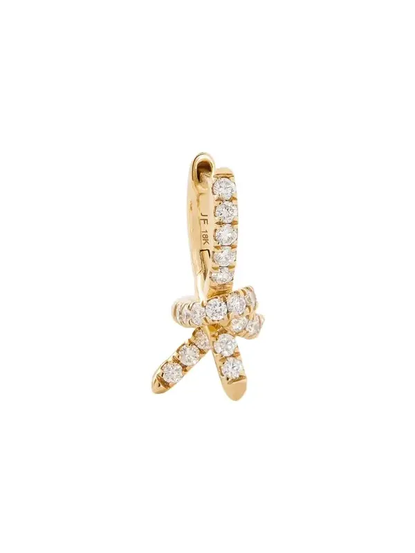 Jennifer Fisher Knot Micro Huggie with Pavé White Diamonds Single Right Ear / 18K Yellow Gold Jennifer Fisher Knot Micro Huggie with Pavé White Diamonds Single Right Ear / 18K Yellow Gold