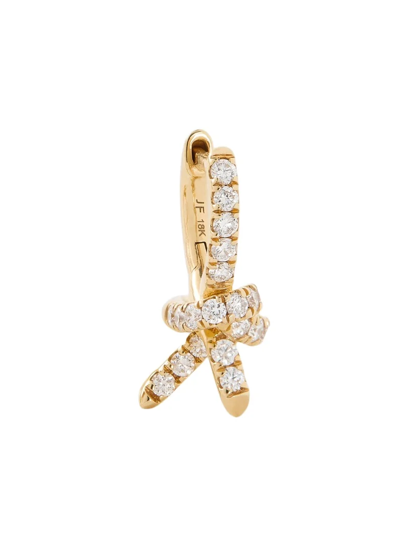 Knot Micro Huggie with Pavé White Diamonds Single Right Ear / 18K Yellow Gold Knot Micro Huggie with Pavé White Diamonds Single Right Ear / 18K Yellow Gold