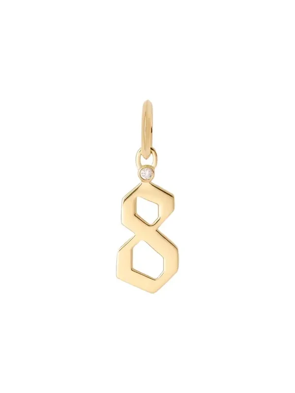 Jennifer Fisher Jennifer Fisher Gothic Number Charm with Diamond in 18K Yellow Gold 8