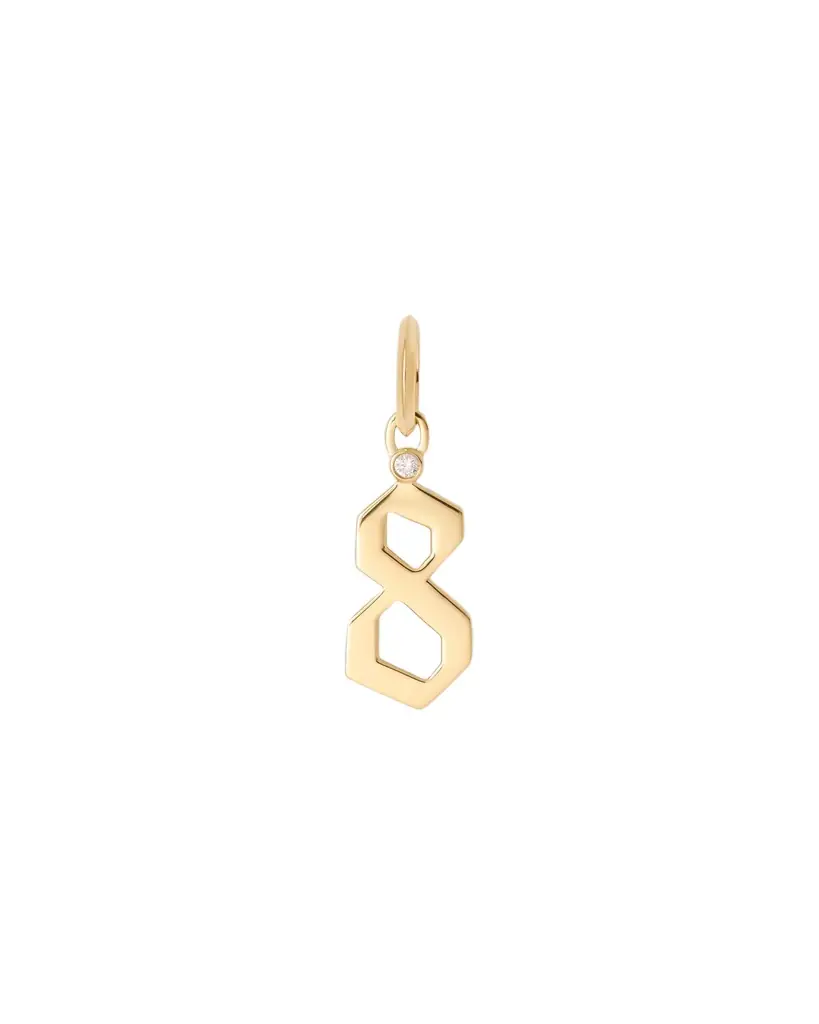 Jennifer Fisher Jennifer Fisher Gothic Number Charm with Diamond in 18K Yellow Gold 8