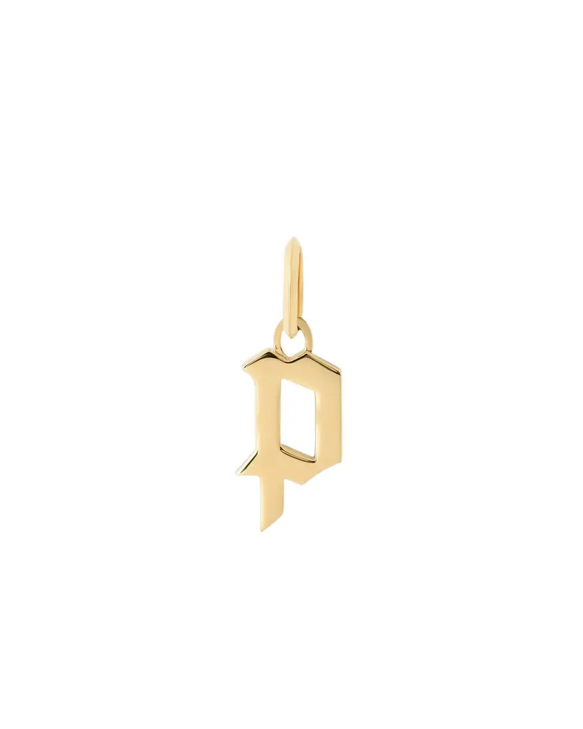 Jennifer Fisher Lower Case Gothic Letter Charm in 14K Yellow Gold P Jennifer Fisher Lower Case Gothic Letter Charm in 14K Yellow Gold P