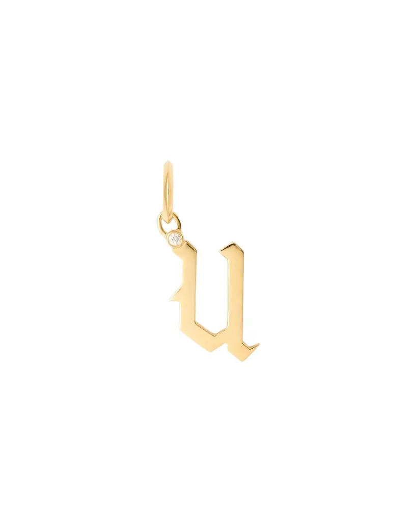 Jennifer Fisher Jennifer Fisher Capital Gothic Letter Charm with Diamond in 18K Yellow Gold U