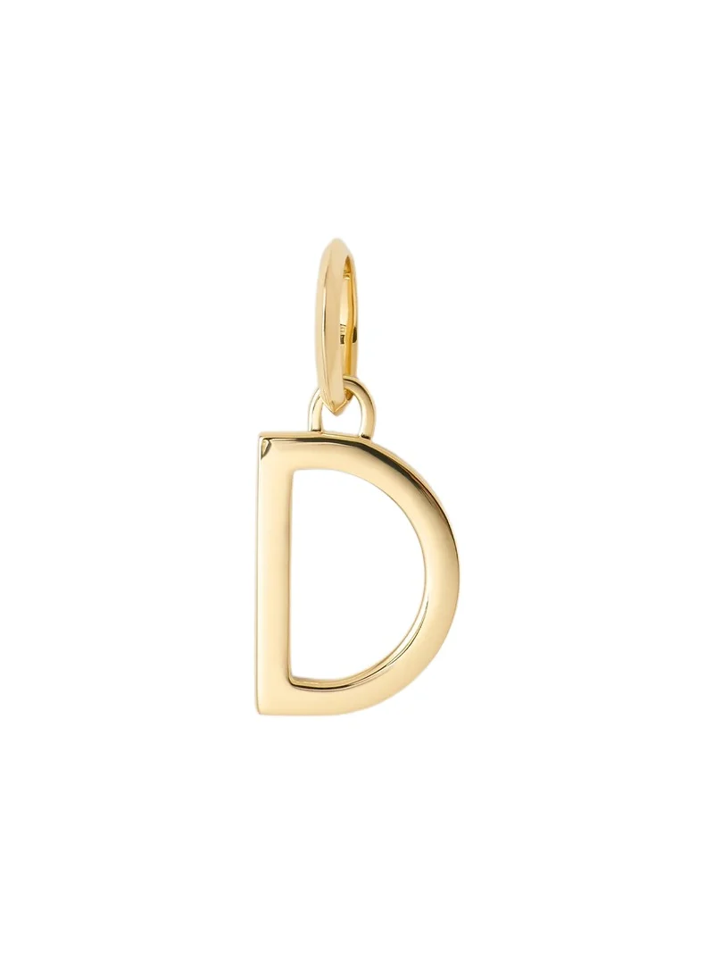 Minimal Block Letter Charm in 14K Yellow Gold D Minimal Block Letter Charm in 14K Yellow Gold D