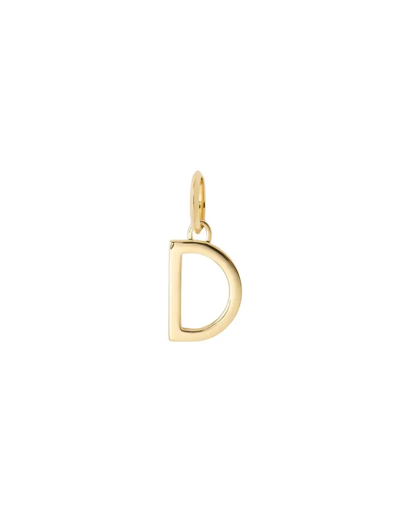 Jennifer Fisher Minimal Block Letter Charm in 14K Yellow Gold D Jennifer Fisher Minimal Block Letter Charm in 14K Yellow Gold D