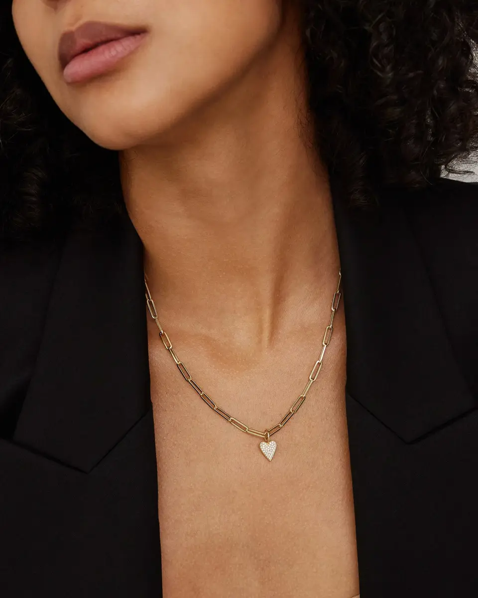 Jennifer Fisher Small Heart with Pavé White Diamonds in 18K Yellow Gold | Image 1 Jennifer Fisher Small Heart with Pavé White Diamonds in 18K Yellow Gold | Image 1