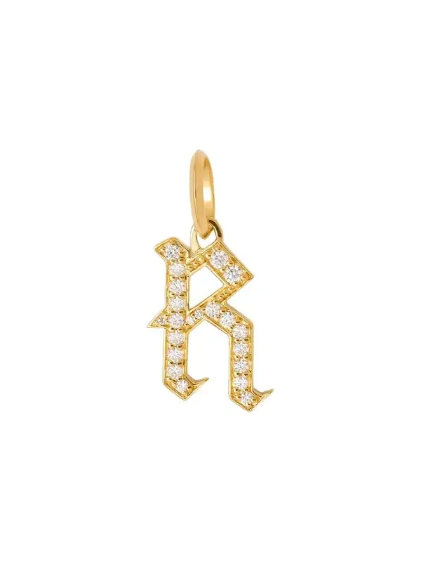 Jennifer Fisher Capital Gothic Letter Charm with Pavé White Diamonds R / 18K Yellow Gold Jennifer Fisher Capital Gothic Letter Charm with Pavé White Diamonds R / 18K Yellow Gold