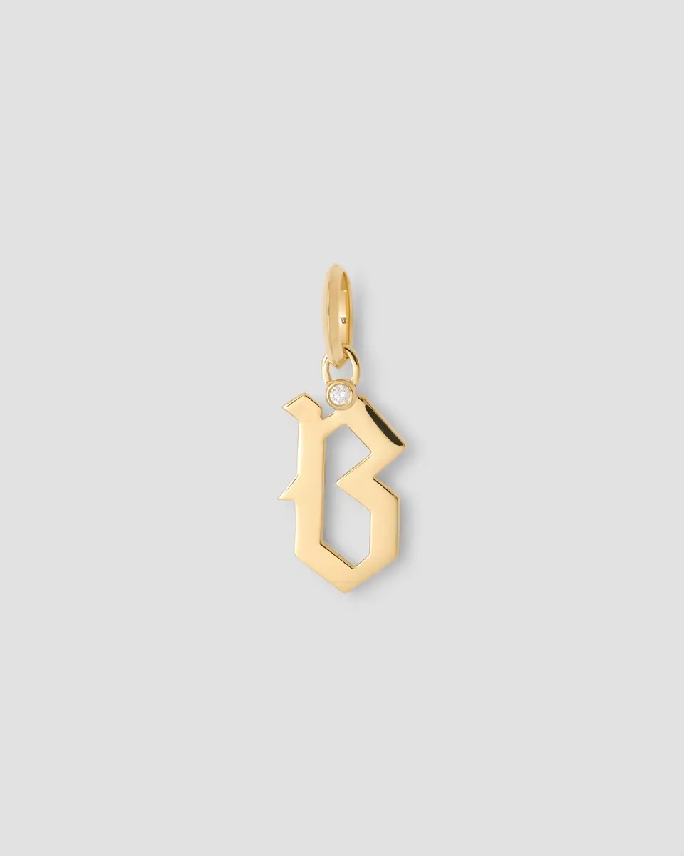 Jennifer Fisher Jennifer Fisher Capital Gothic Letter Charm with Diamond in 18K Yellow Gold A | Thumbnail 2 Jennifer Fisher Jennifer Fisher Capital Gothic Letter Charm with Diamond in 18K Yellow Gold A | Thumbnail 2