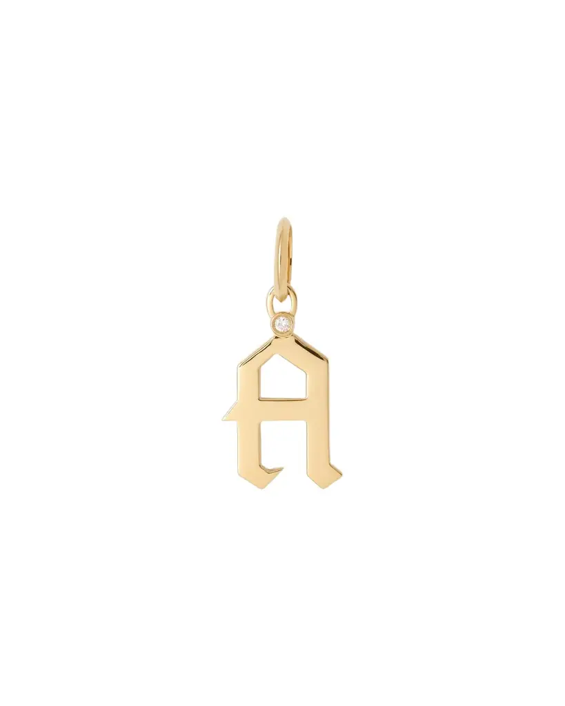 Jennifer Fisher Capital Gothic Letter Charm with Diamond in 18K Yellow Gold A Jennifer Fisher Capital Gothic Letter Charm with Diamond in 18K Yellow Gold A