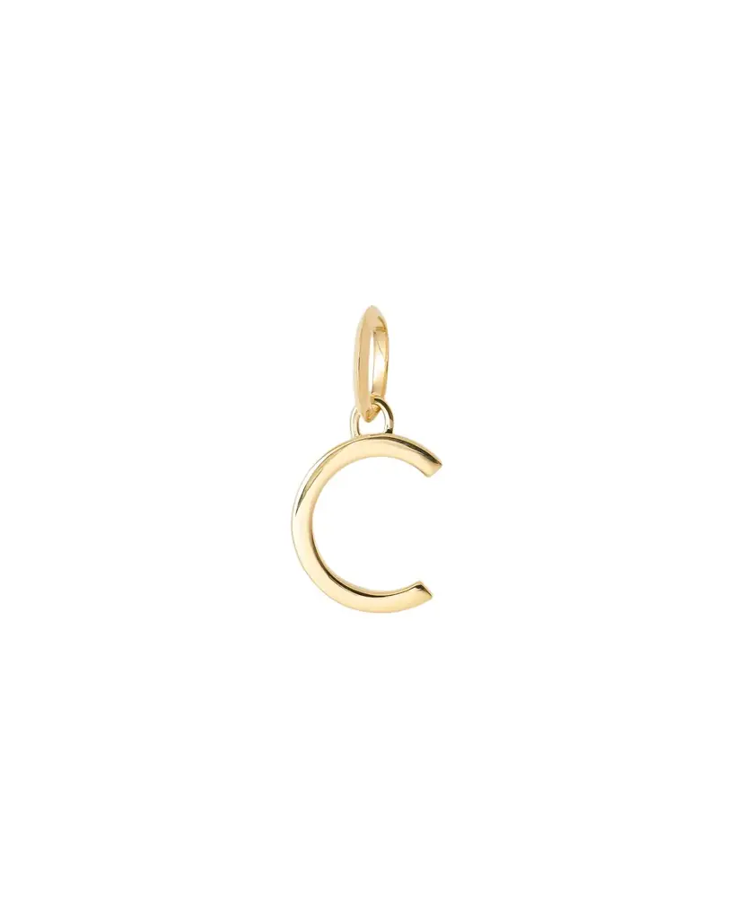 Jennifer Fisher Minimal Block Letter Charm in 14K Yellow Gold C Jennifer Fisher Minimal Block Letter Charm in 14K Yellow Gold C