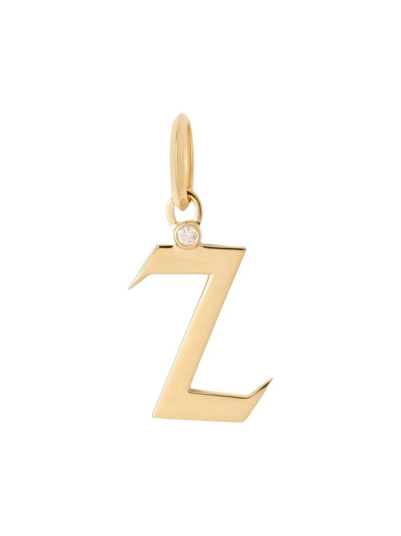 Jennifer Fisher Capital Gothic Letter Charm with Diamond in 18K Yellow Gold Z Jennifer Fisher Capital Gothic Letter Charm with Diamond in 18K Yellow Gold Z