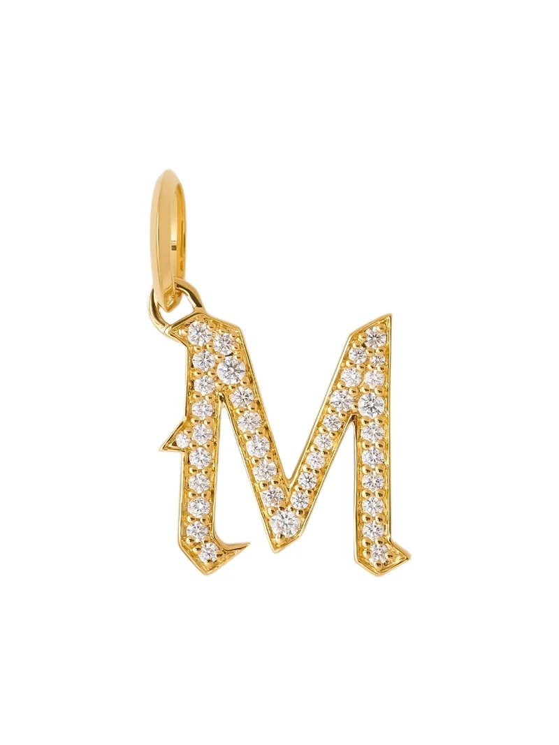 Jennifer Fisher Jennifer Fisher Capital Gothic Letter Charm with Pavé White Diamonds M / 18K Yellow Gold