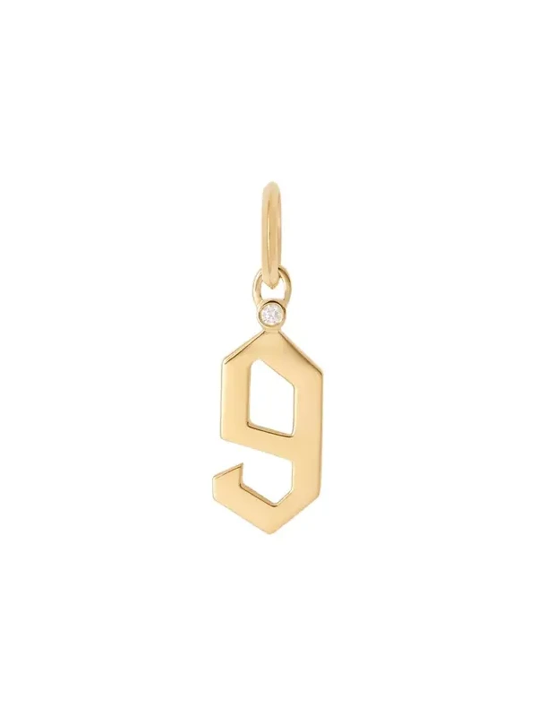 Jennifer Fisher Gothic Number Charm with Diamond in 18K Yellow Gold 9 Jennifer Fisher Gothic Number Charm with Diamond in 18K Yellow Gold 9