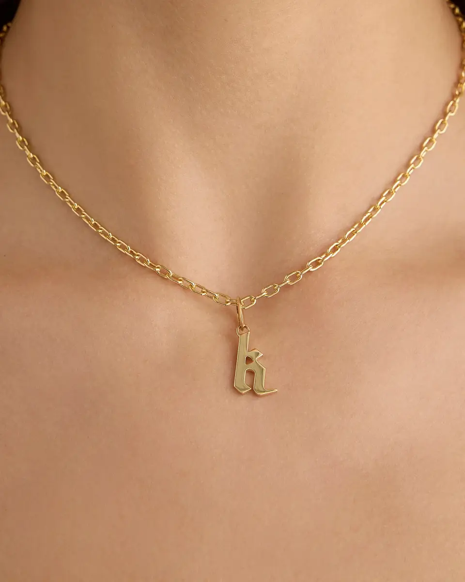 Jennifer Fisher Jennifer Fisher Lower Case Gothic Letter Charm in 14K Yellow Gold Y | Thumbnail 2 Jennifer Fisher Jennifer Fisher Lower Case Gothic Letter Charm in 14K Yellow Gold Y | Thumbnail 2