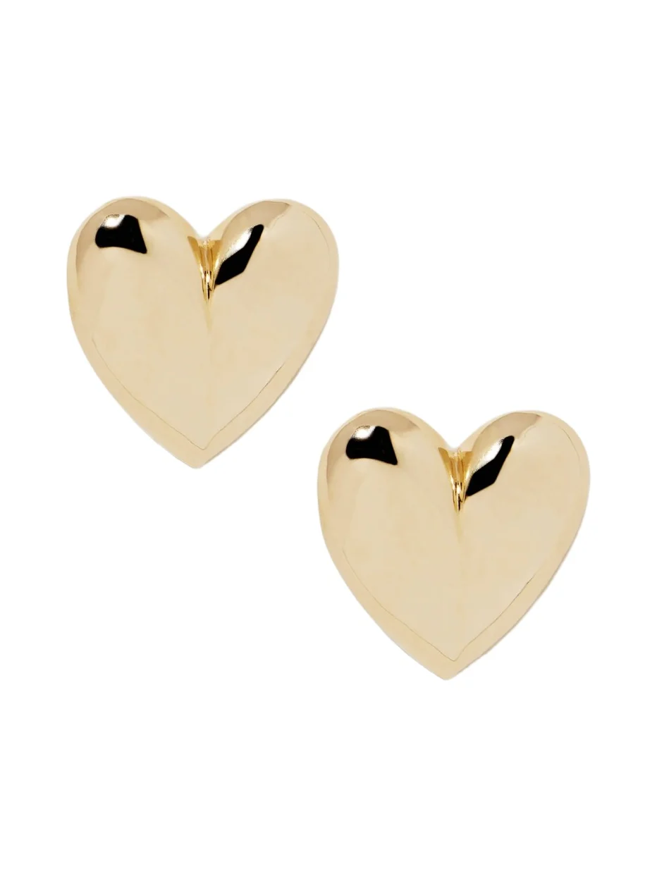 Small Puffy Heart Earrings Yellow Gold Small Puffy Heart Earrings Yellow Gold