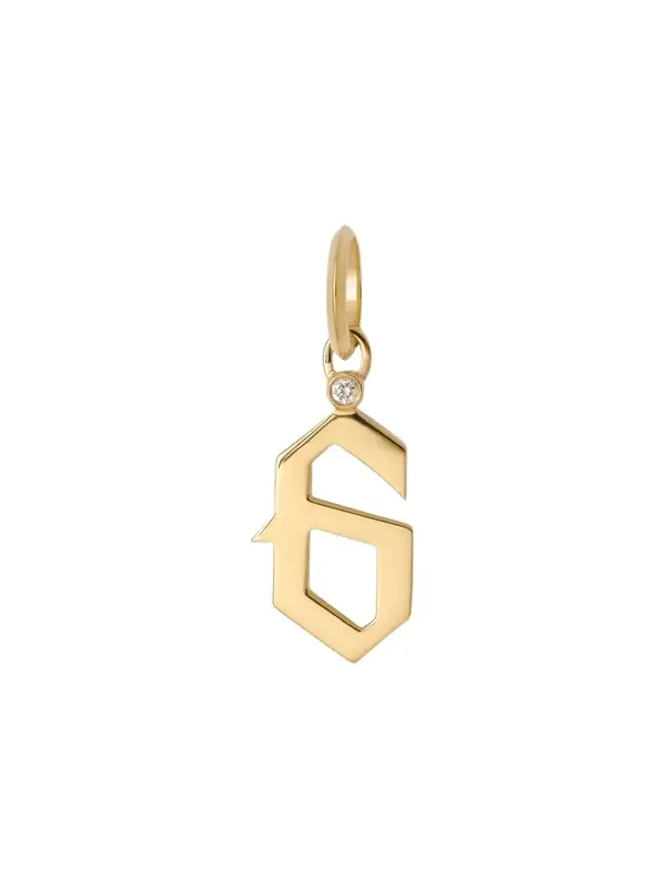 Jennifer Fisher Gothic Number Charm with Diamond in 18K Yellow Gold 6 Jennifer Fisher Gothic Number Charm with Diamond in 18K Yellow Gold 6