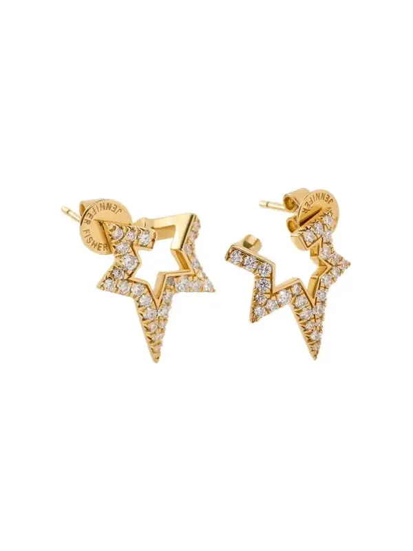 Jennifer Fisher Large Star Earring with Pavé White Diamonds in 18k Yellow Gold Right Ear Jennifer Fisher Large Star Earring with Pavé White Diamonds in 18k Yellow Gold Right Ear