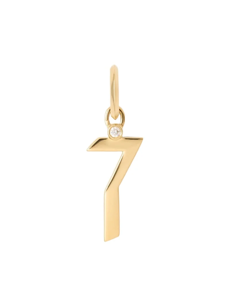 Gothic Number Charm with Diamond in 18K Yellow Gold 7 Gothic Number Charm with Diamond in 18K Yellow Gold 7