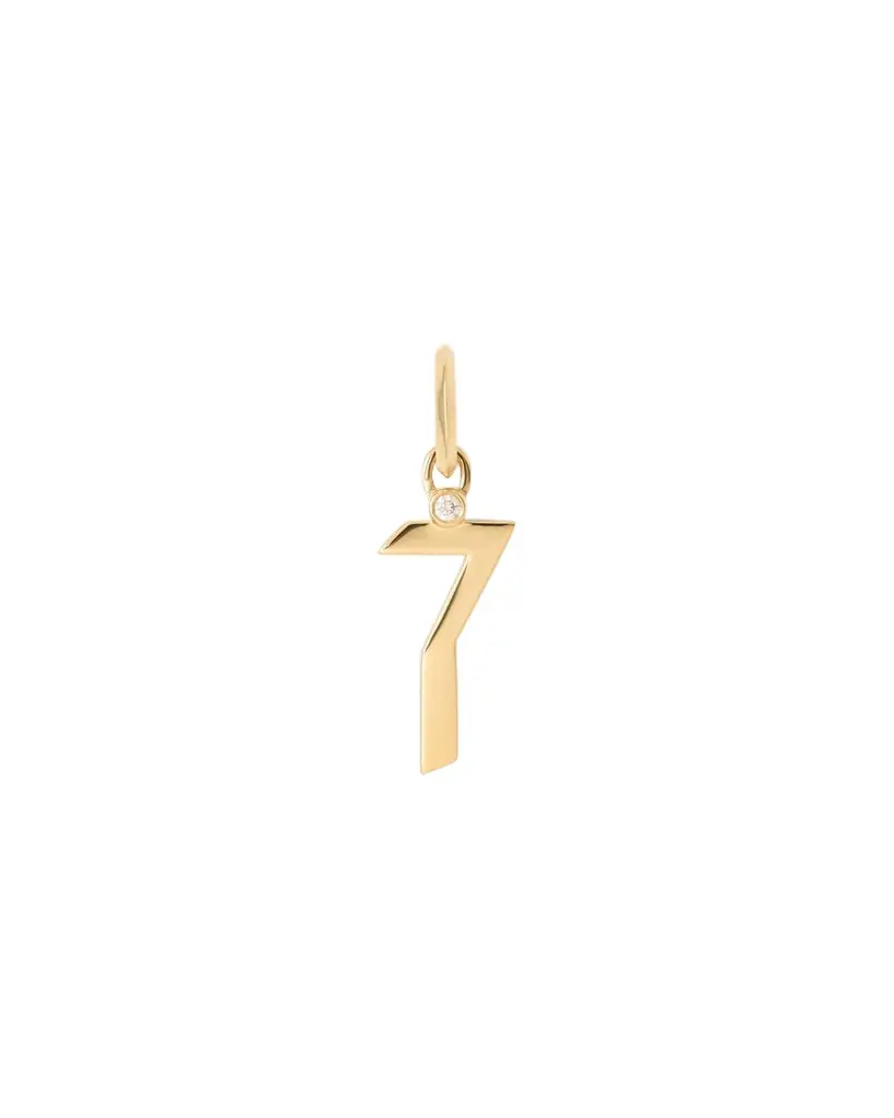 Jennifer Fisher Gothic Number Charm with Diamond in 18K Yellow Gold 7 Jennifer Fisher Gothic Number Charm with Diamond in 18K Yellow Gold 7