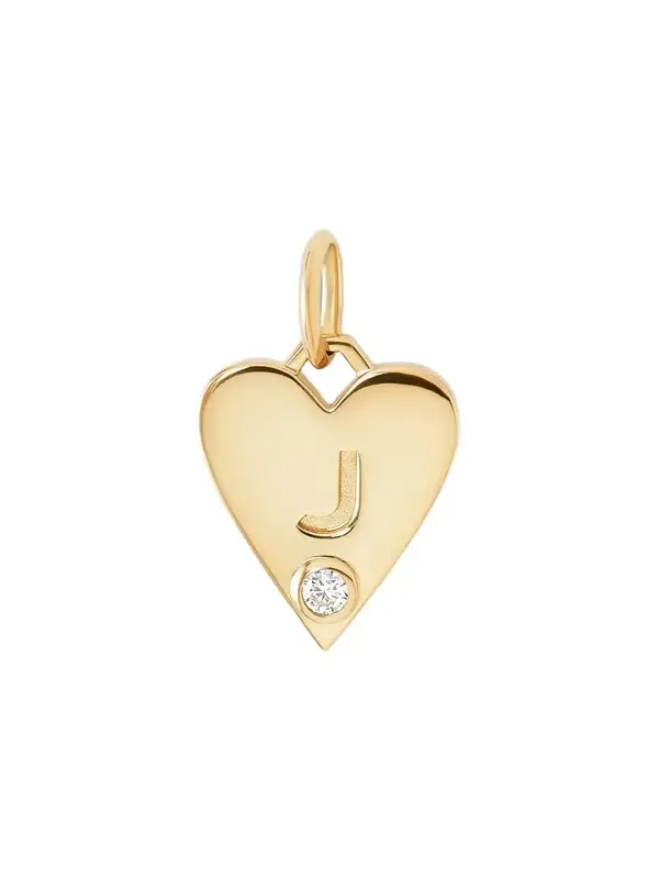 Jennifer Fisher Personalized Medium Heart 1 Letter and Diamond 18K Yellow Gold