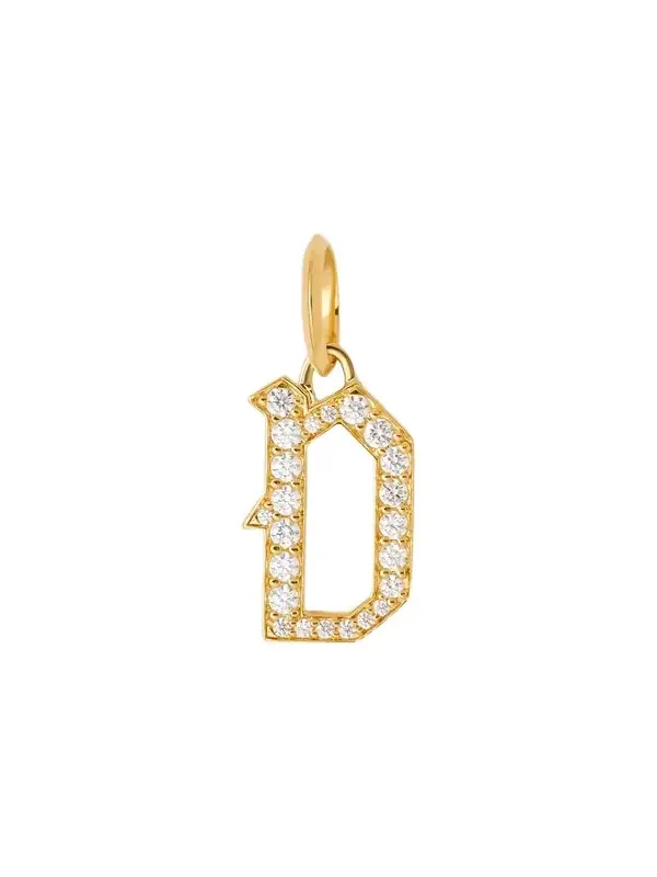 Jennifer Fisher Capital Gothic Letter Charm with Pavé White Diamonds D / 18K Yellow Gold Jennifer Fisher Capital Gothic Letter Charm with Pavé White Diamonds D / 18K Yellow Gold