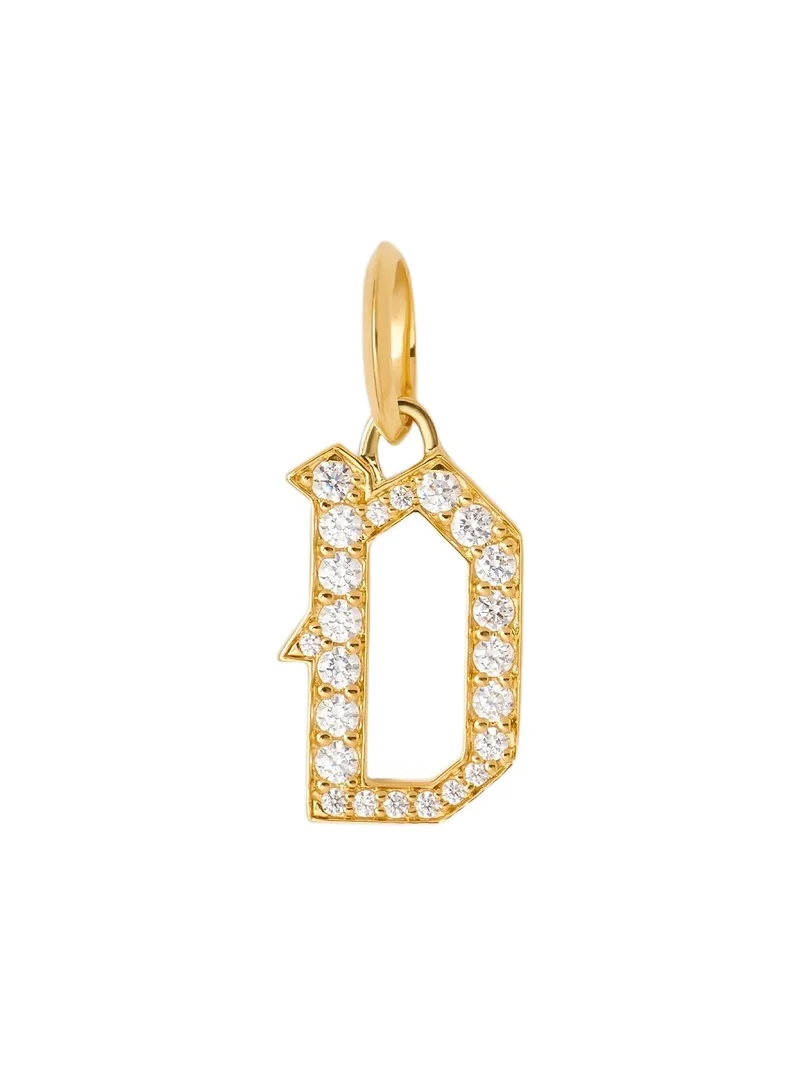 Jennifer Fisher Capital Gothic Letter Charm with Pavé White Diamonds D / 18K Yellow Gold