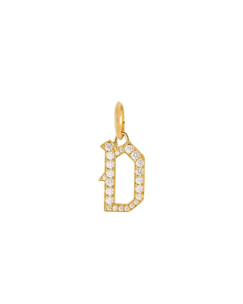Jennifer Fisher Capital Gothic Letter Charm with Pavé White Diamonds D / 18K Yellow Jennifer Fisher Capital Gothic Letter Charm with Pavé White Diamonds D / 18K Yellow