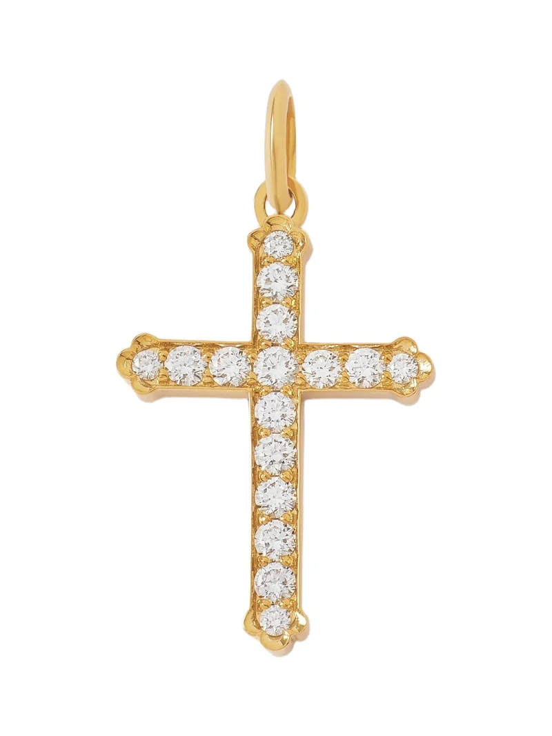 Large Royal Cross with Pavé White Diamonds in 18K Yellow Gold 18K Yellow Gold