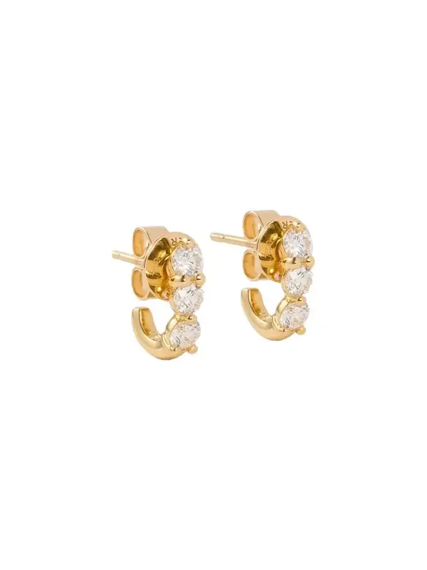 Jennifer Fisher Floating Three Diamond Huggie 18K Yellow Gold