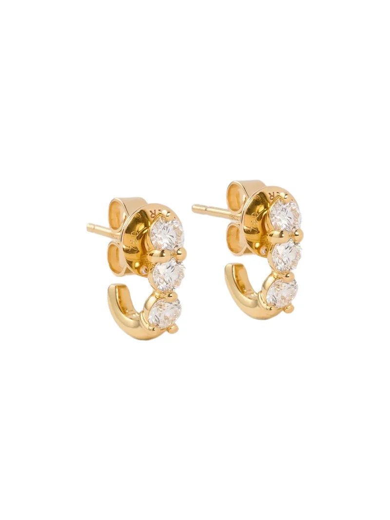 Floating Three Diamond Huggie 18K Yellow Gold Floating Three Diamond Huggie 18K Yellow Gold