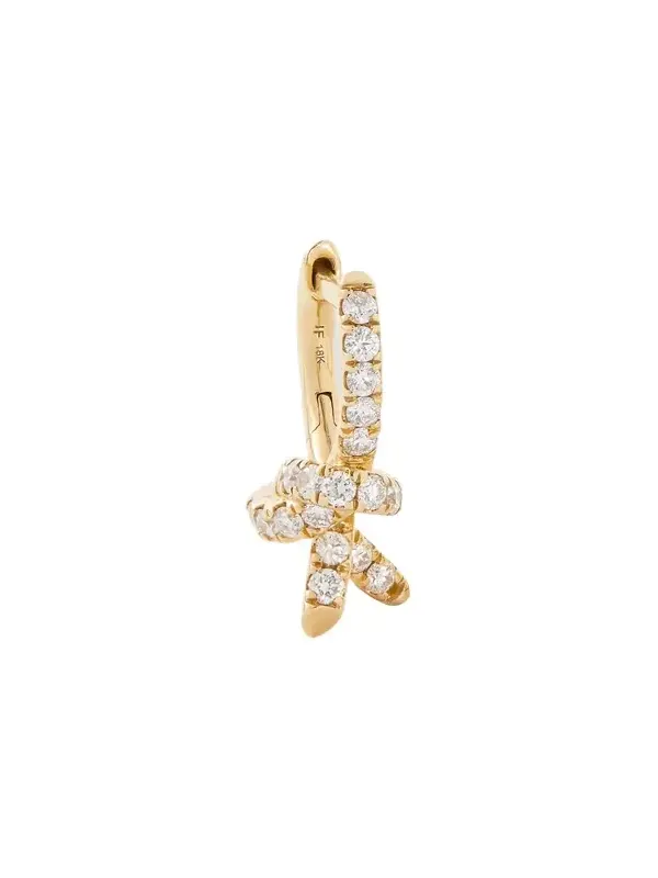 Jennifer Fisher Knot Micro Huggie with Pavé White Diamonds Single Left Ear / 18K Yellow Gold Jennifer Fisher Knot Micro Huggie with Pavé White Diamonds Single Left Ear / 18K Yellow Gold