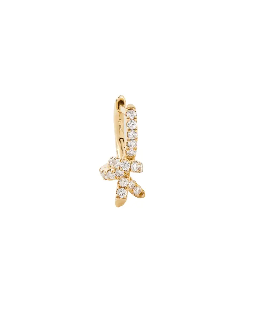 Jennifer Fisher Knot Micro Huggie with Pavé White Diamonds Single Left Ear / 18K Yellow Jennifer Fisher Knot Micro Huggie with Pavé White Diamonds Single Left Ear / 18K Yellow