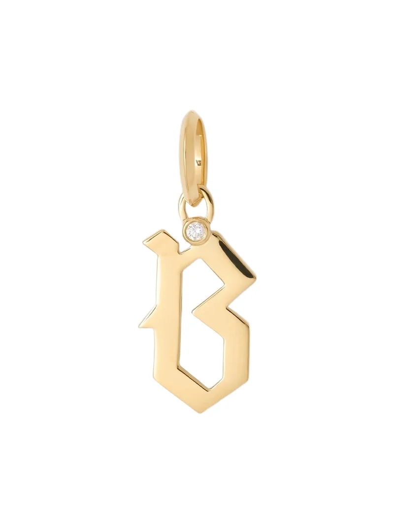 Jennifer Fisher Capital Gothic Letter Charm with Diamond in 18K Yellow Gold B Jennifer Fisher Capital Gothic Letter Charm with Diamond in 18K Yellow Gold B