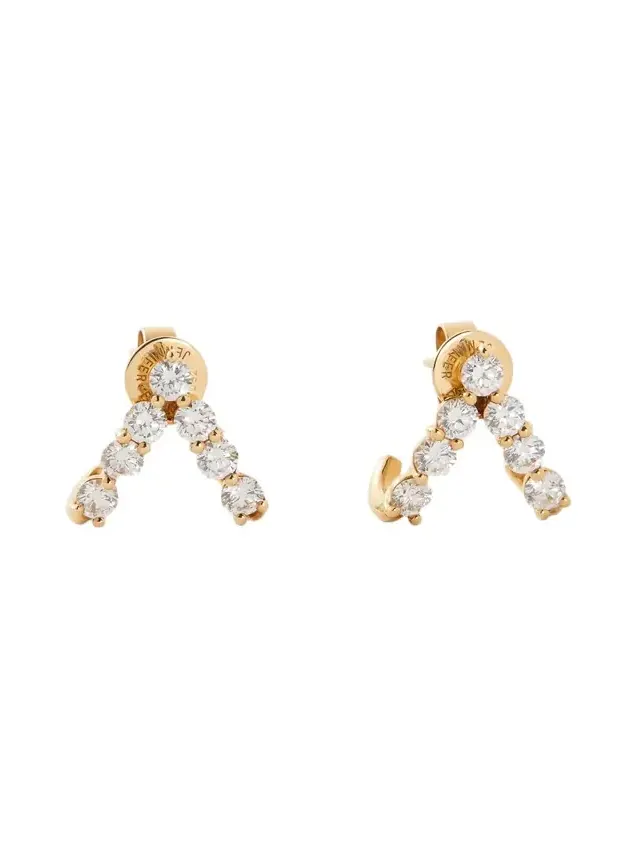 Jennifer Fisher Floating Seven Diamond Double Huggie 18K Yellow Gold Jennifer Fisher Floating Seven Diamond Double Huggie 18K Yellow Gold