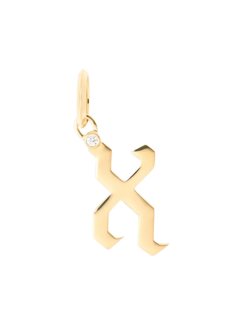 Jennifer Fisher Capital Gothic Letter Charm with Diamond in 18K Yellow Gold X Jennifer Fisher Capital Gothic Letter Charm with Diamond in 18K Yellow Gold X