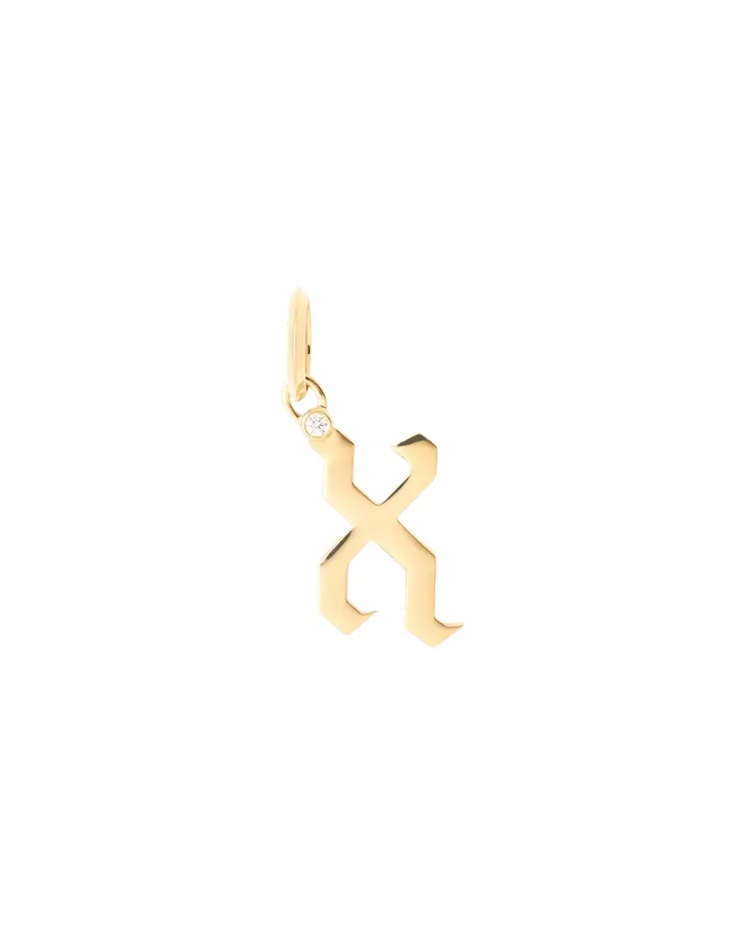 Jennifer Fisher Capital Gothic Letter Charm with Diamond in 18K Yellow Gold X Jennifer Fisher Capital Gothic Letter Charm with Diamond in 18K Yellow Gold X