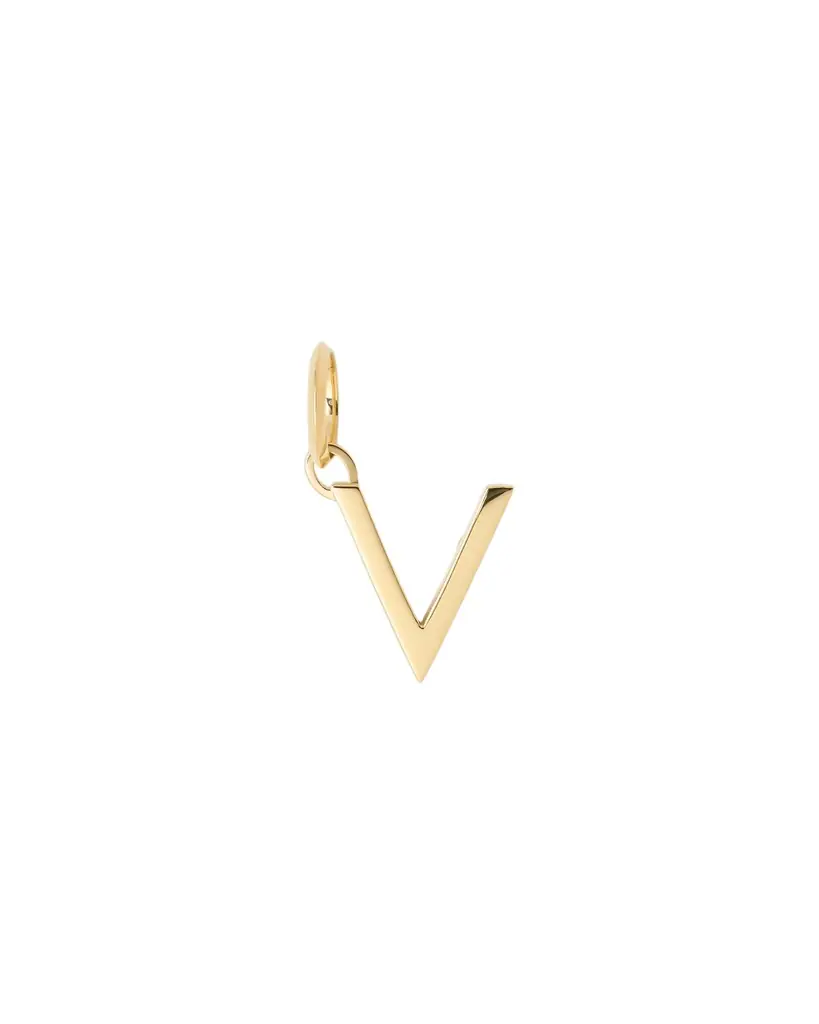 Jennifer Fisher Minimal Block Letter Charm in 14K Yellow Gold V