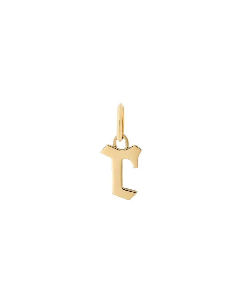 Jennifer Fisher Lower Case Gothic Letter Charm in 14K Yellow Gold R Jennifer Fisher Lower Case Gothic Letter Charm in 14K Yellow Gold R