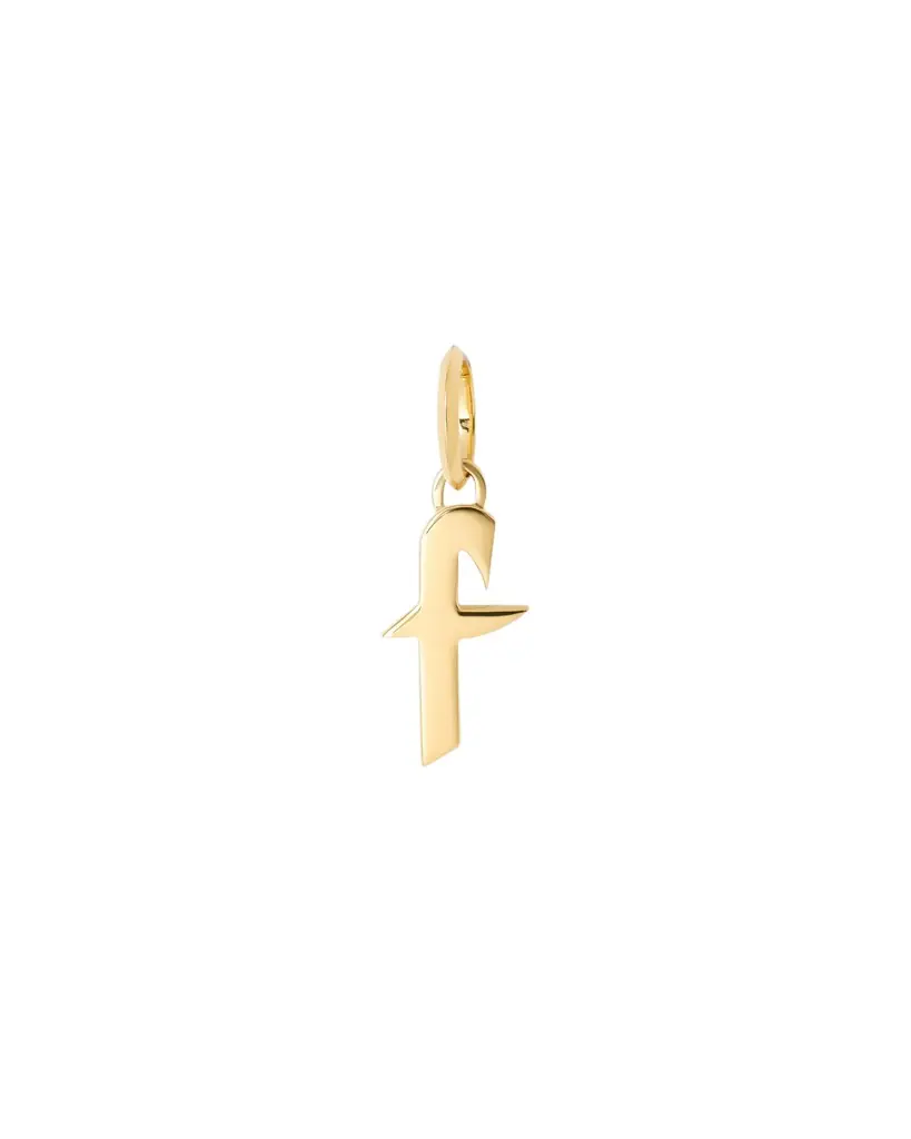 Jennifer Fisher Lower Case Gothic Letter Charm in 14K Yellow Gold F Jennifer Fisher Lower Case Gothic Letter Charm in 14K Yellow Gold F