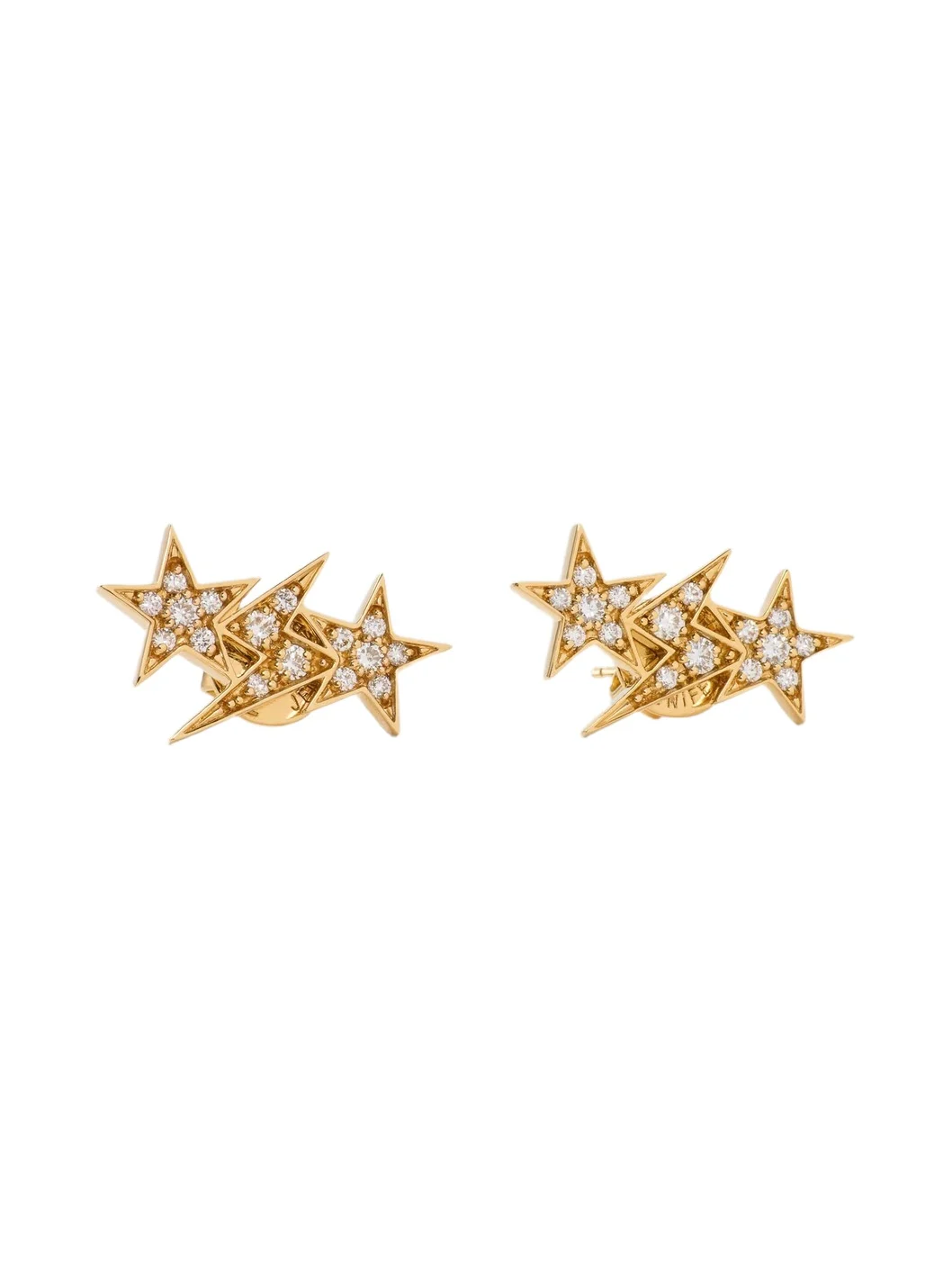 Star and Bolt Trio Pavé Diamond Earring in 18K Yellow Gold 18K Yellow Gold
