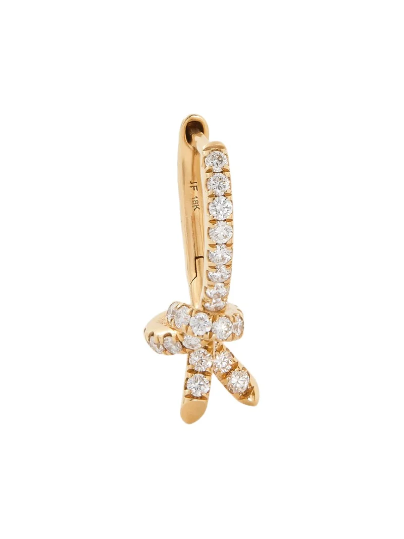Knot Huggie with Pavé White Diamonds Left Ear / 18K Yellow Gold Knot Huggie with Pavé White Diamonds Left Ear / 18K Yellow Gold