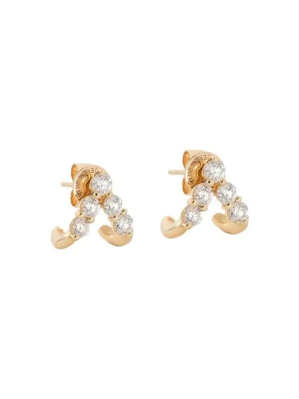 Jennifer Fisher Floating Five Diamond Double Huggie 18K Yellow Gold Jennifer Fisher Floating Five Diamond Double Huggie 18K Yellow Gold