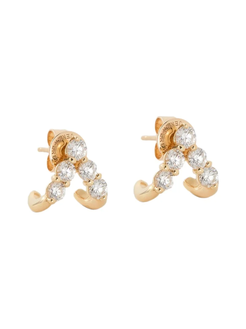 Floating Five Diamond Double Huggie 18K Yellow Gold Floating Five Diamond Double Huggie 18K Yellow Gold