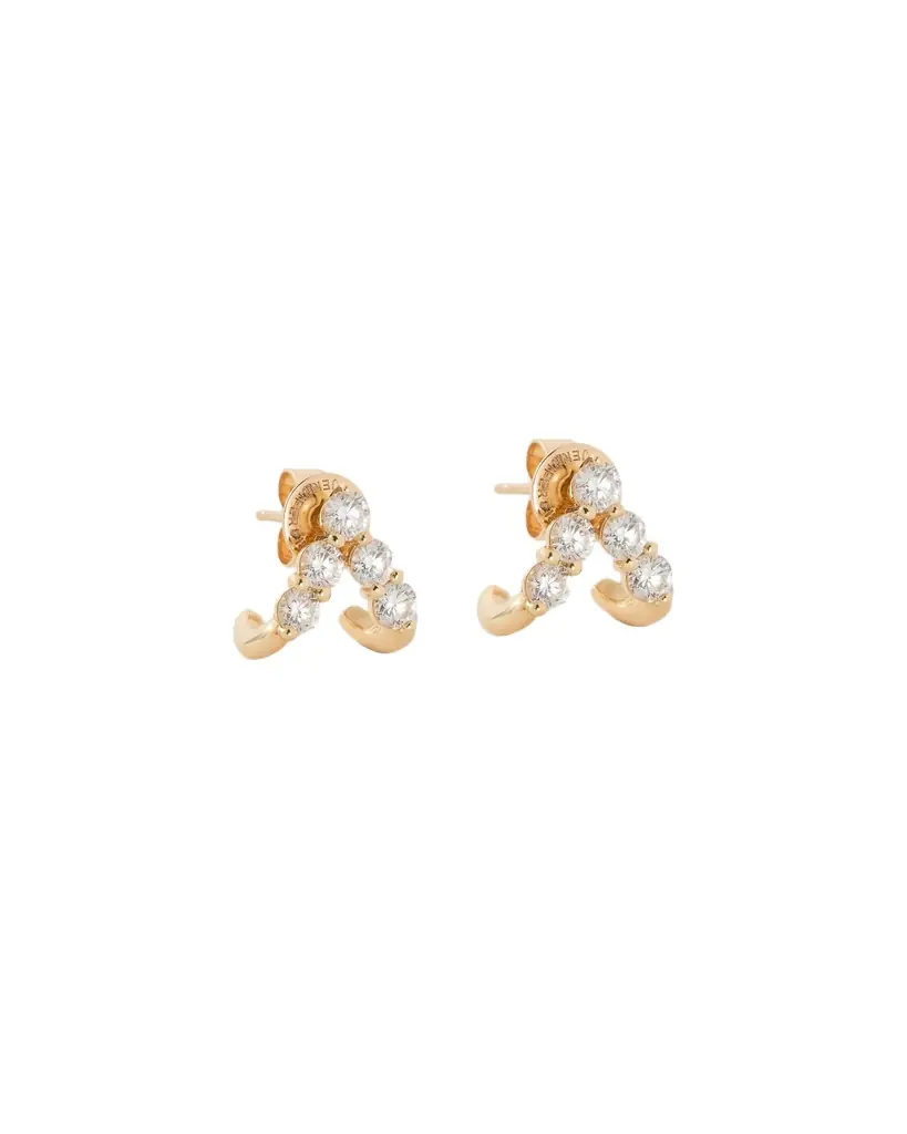 Jennifer Fisher Floating Five Diamond Double Huggies in 18K Yellow Gold | Thumbnail 1 Jennifer Fisher Floating Five Diamond Double Huggies in 18K Yellow Gold | Thumbnail 1
