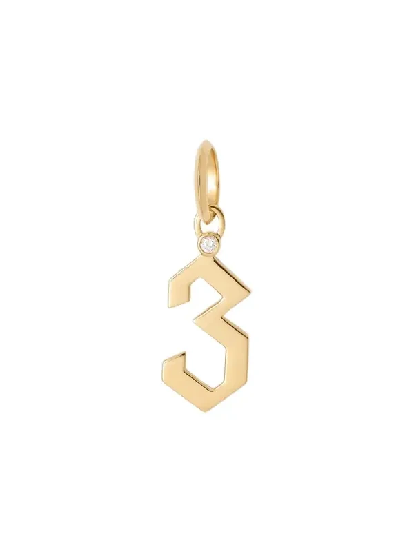 Jennifer Fisher Gothic Number Charm with Diamond in 18K Yellow Gold 3 Jennifer Fisher Gothic Number Charm with Diamond in 18K Yellow Gold 3