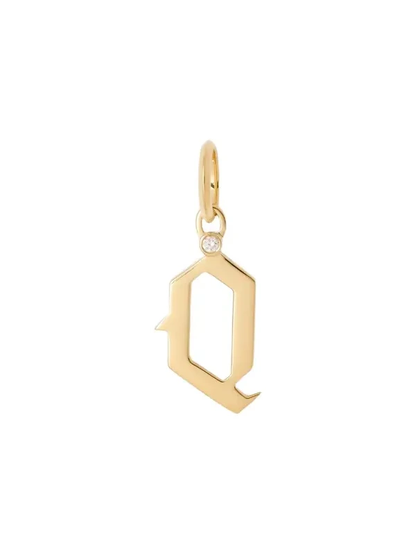 Jennifer Fisher Capital Gothic Letter Charm with Diamond in 18K Yellow Gold Q Jennifer Fisher Capital Gothic Letter Charm with Diamond in 18K Yellow Gold Q