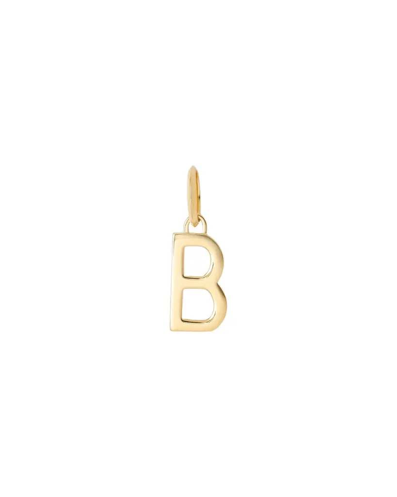Jennifer Fisher Minimal Block Letter Charm in 14K Yellow Gold B Jennifer Fisher Minimal Block Letter Charm in 14K Yellow Gold B