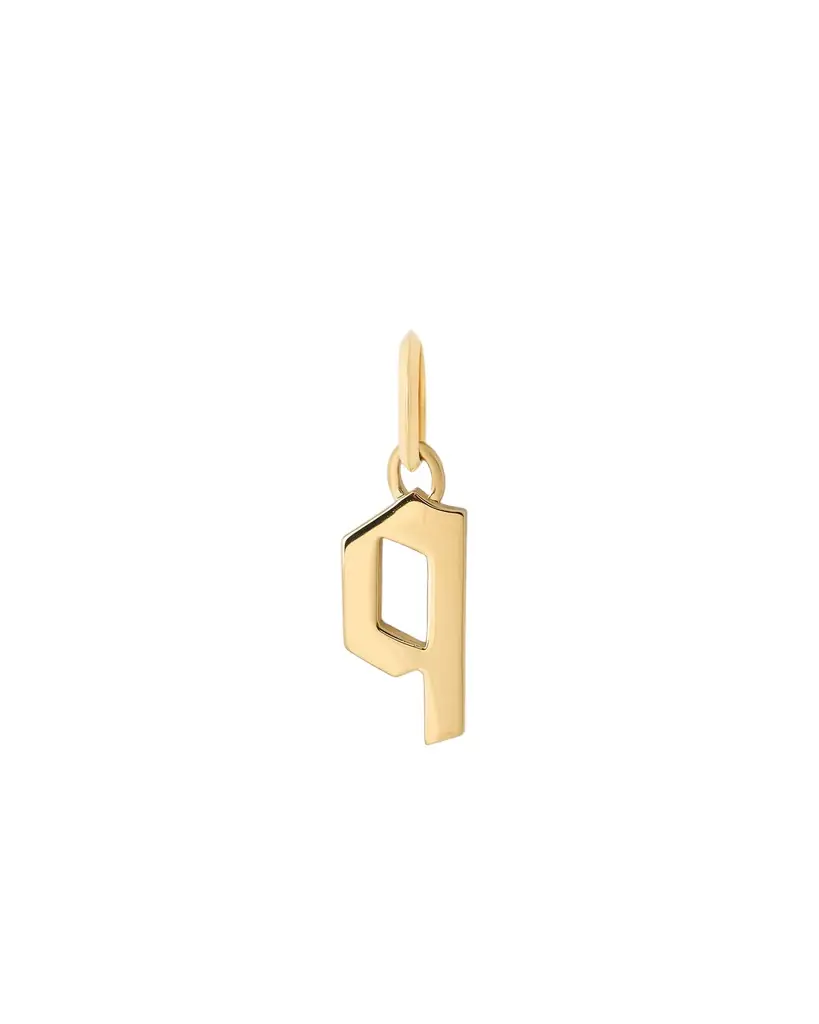 Jennifer Fisher Lower Case Gothic Letter Charm in 14K Yellow Gold Q Jennifer Fisher Lower Case Gothic Letter Charm in 14K Yellow Gold Q