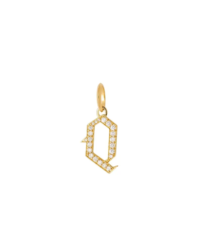 Jennifer Fisher Jennifer Fisher Capital Gothic Letter Charm with Pavé White Diamonds Q / 18K Yellow