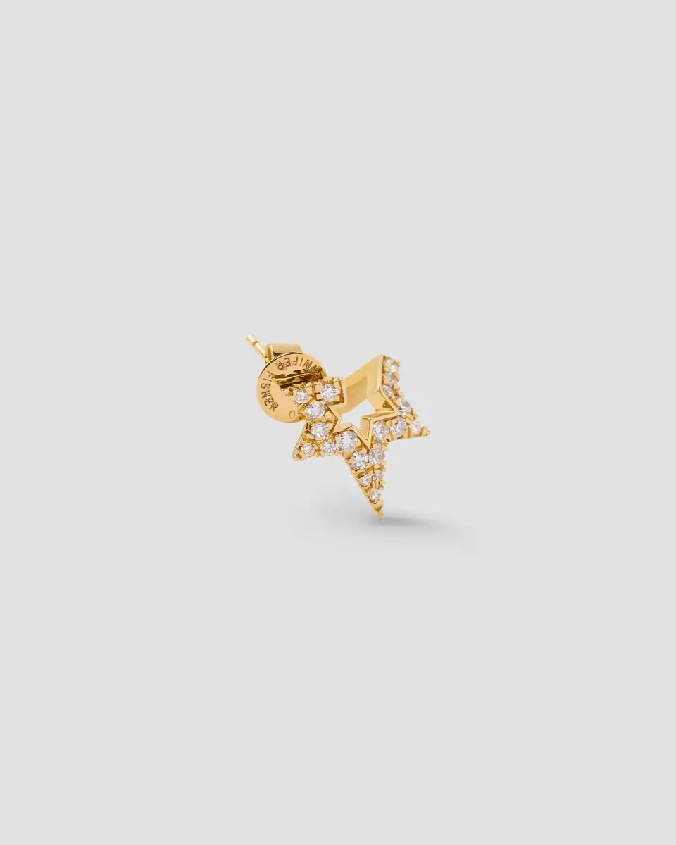 Jennifer Fisher Jennifer Fisher Small Star Earring with Pavé White Diamonds in 18k Yellow Gold Left Ear | Thumbnail 2 Jennifer Fisher Jennifer Fisher Small Star Earring with Pavé White Diamonds in 18k Yellow Gold Left Ear | Thumbnail 2