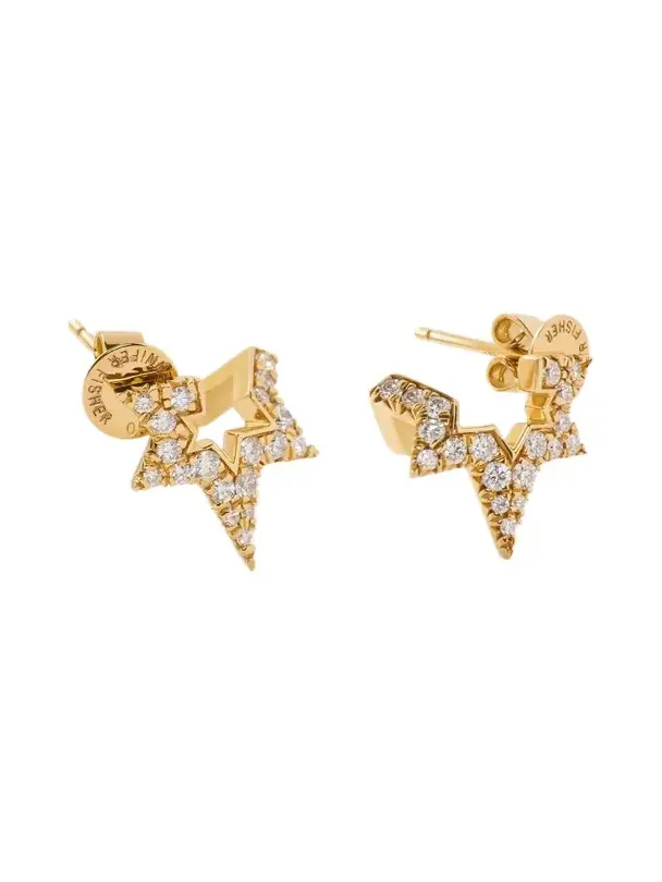 Jennifer Fisher Small Star Earring with Pavé White Diamonds in 18k Yellow Gold Left Ear Jennifer Fisher Small Star Earring with Pavé White Diamonds in 18k Yellow Gold Left Ear